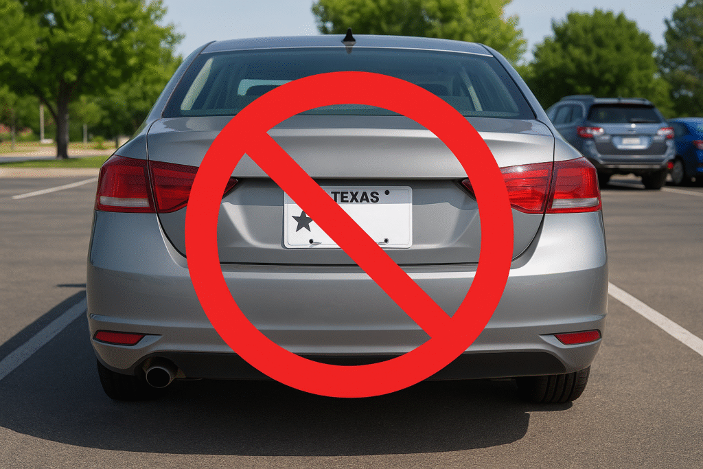 Texas Paper License Plate Ban Starts July 1, 2025: What Houston Drivers Need to Know 1 temporary metal license plate in Texas