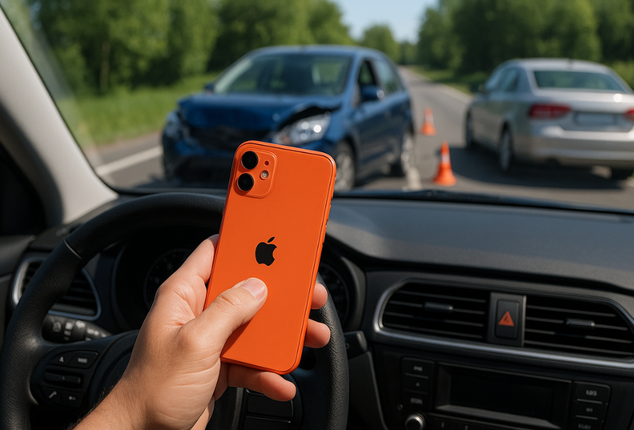 Orange iPhone Use While Driving