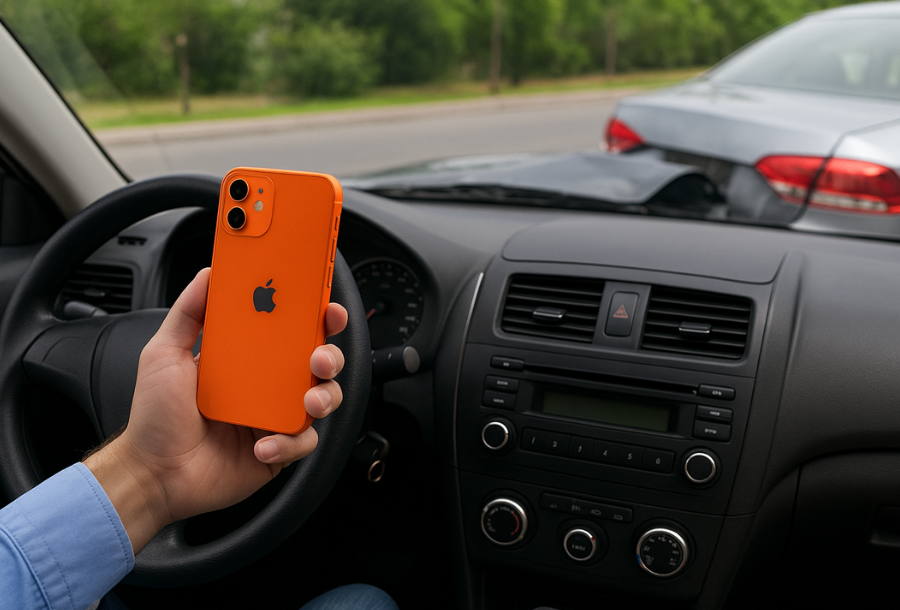 Orange iPhone Use While Driving