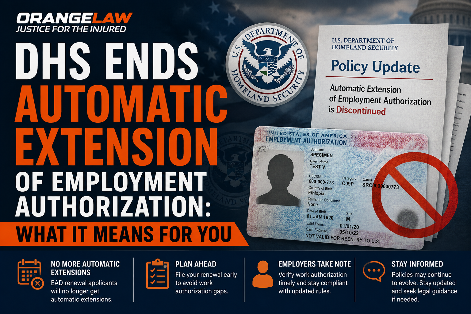 DHS Ends Automatic Extension of Employment Authorization